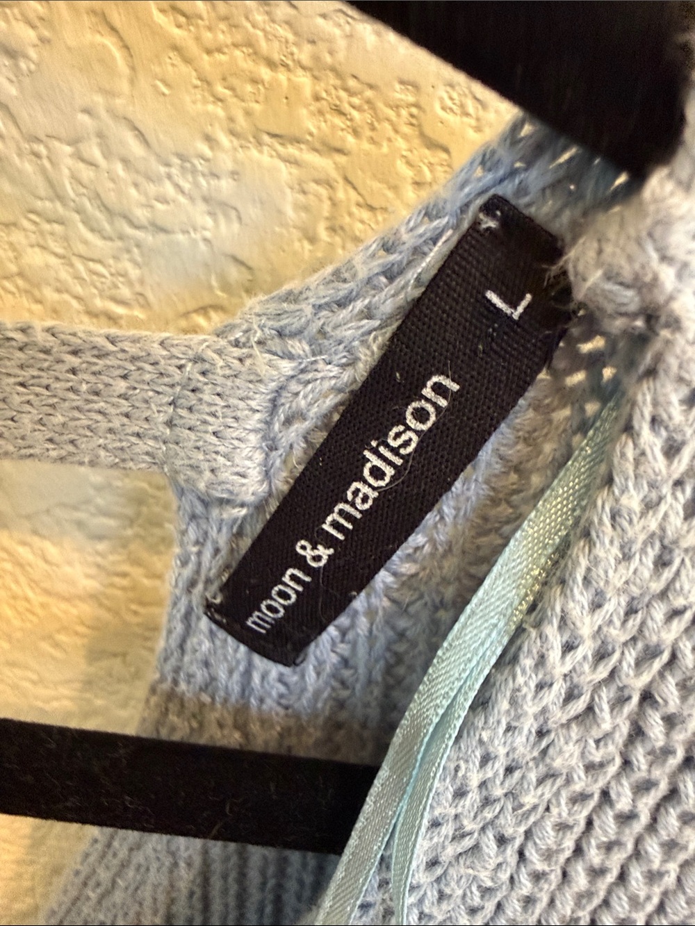 moon & madison Pale Blue  Wrap V-Neck Knit Sweater - Picture 3 of 4